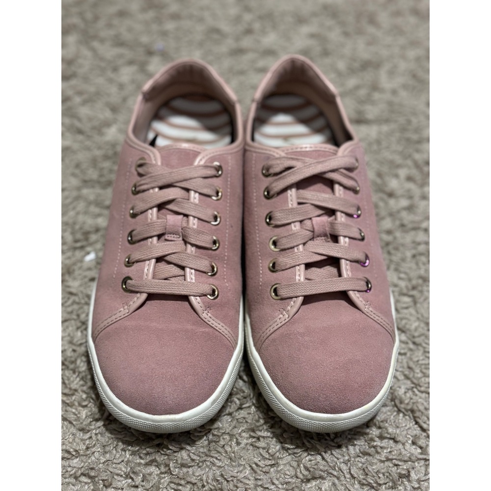 Vionic Pink Suede Lace Up Sneakers Women Casual Comfort Shoes‎ Size 8.5
